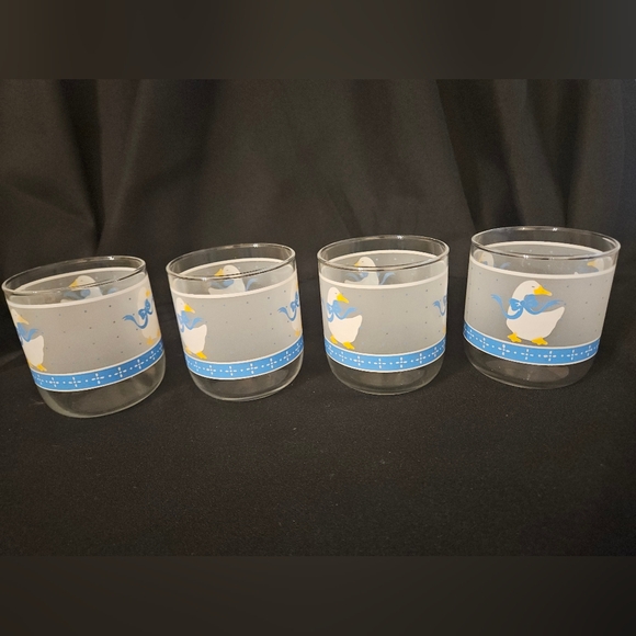 Vintage 1980's Libbey Drinking Glasses 2 Juice Duck Goose Country Farmhouse 3.5" - Picture 7 of 14
